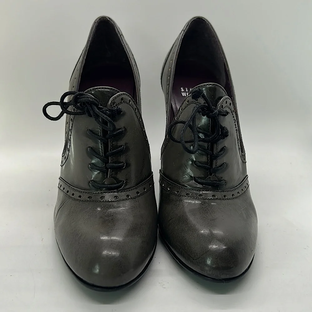 Stuart Weitzman Sexy Dark Gray Leather Heel Ankle Booties Shoes **Size 7.5**🔥🔥 - Picture 2 of 11